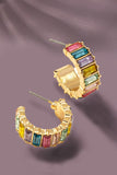 Multi Color Gem Stone Hoop Earrings