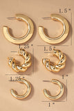 Gold Trio Hoop Earring Set