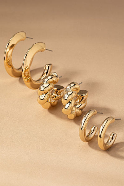 Gold Trio Hoop Earring Set
