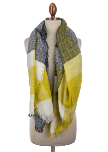Yellow/Navy Plaid Scarf – Everleigh