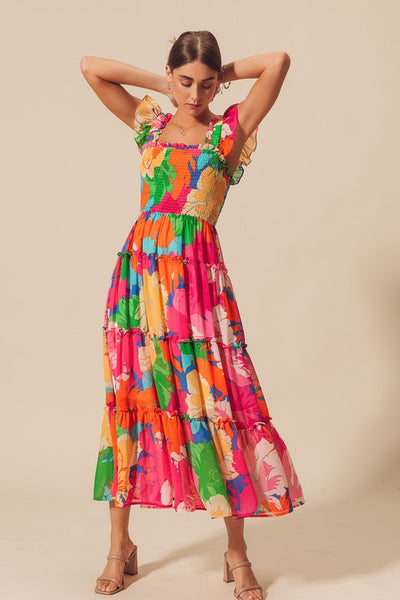 Maxi Long Summer Dresses Fiesta Summer Maxi Dress Blue Hibiscus XL Maxi Long Summer Dresses Fiesta Summer Maxi Dress Blue Hibiscus XL