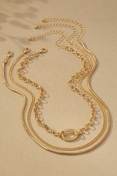 3-Chain Oval Pendant Necklace