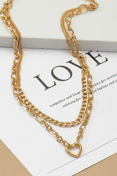 Gold Chain Link Heart Necklace