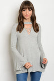 Lace Up Bell Sleeve Tunic
