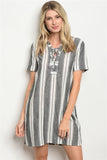 Grey/White Striped Dress