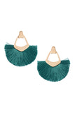 Emerald Green Fan Fringe Hoop Earrings