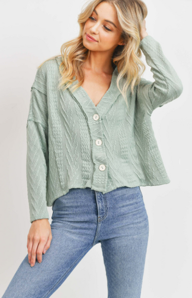 Cherish Cable Knit Cropped Cardigan