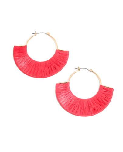 Red Raffia Wrap Earrings