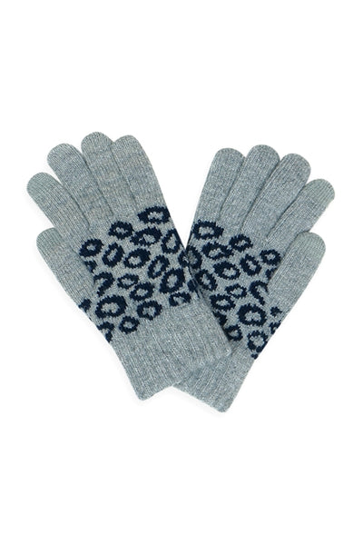 Gray Leopard Print Smart Touch Gloves