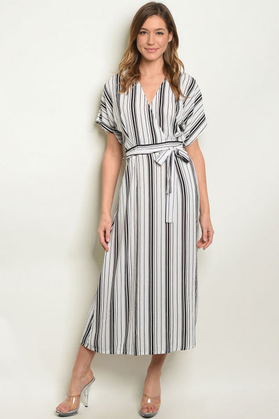 Black/White Striped Midi Dress – Everleigh